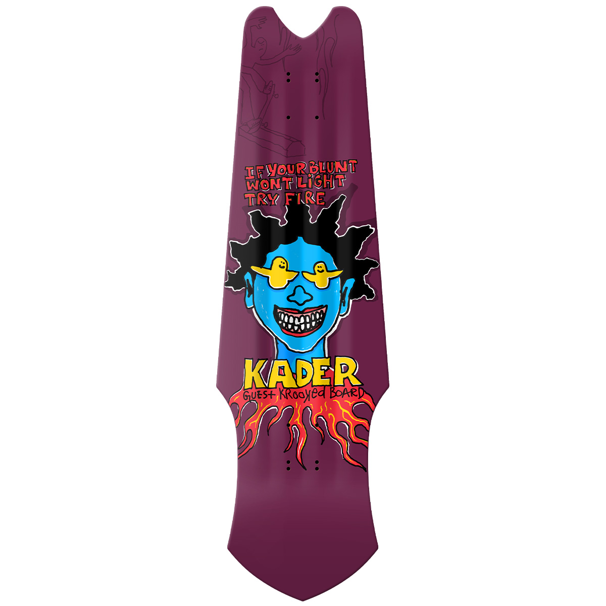 Krooked Kader Guest Tri-Plane Skateboard Deck Maroon 9.75