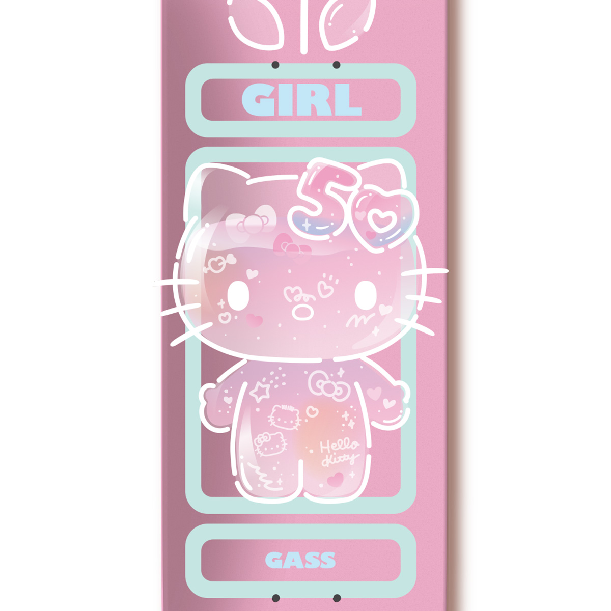 Girl Gass Hello Kitty 50 Skateboard Deck 8.125