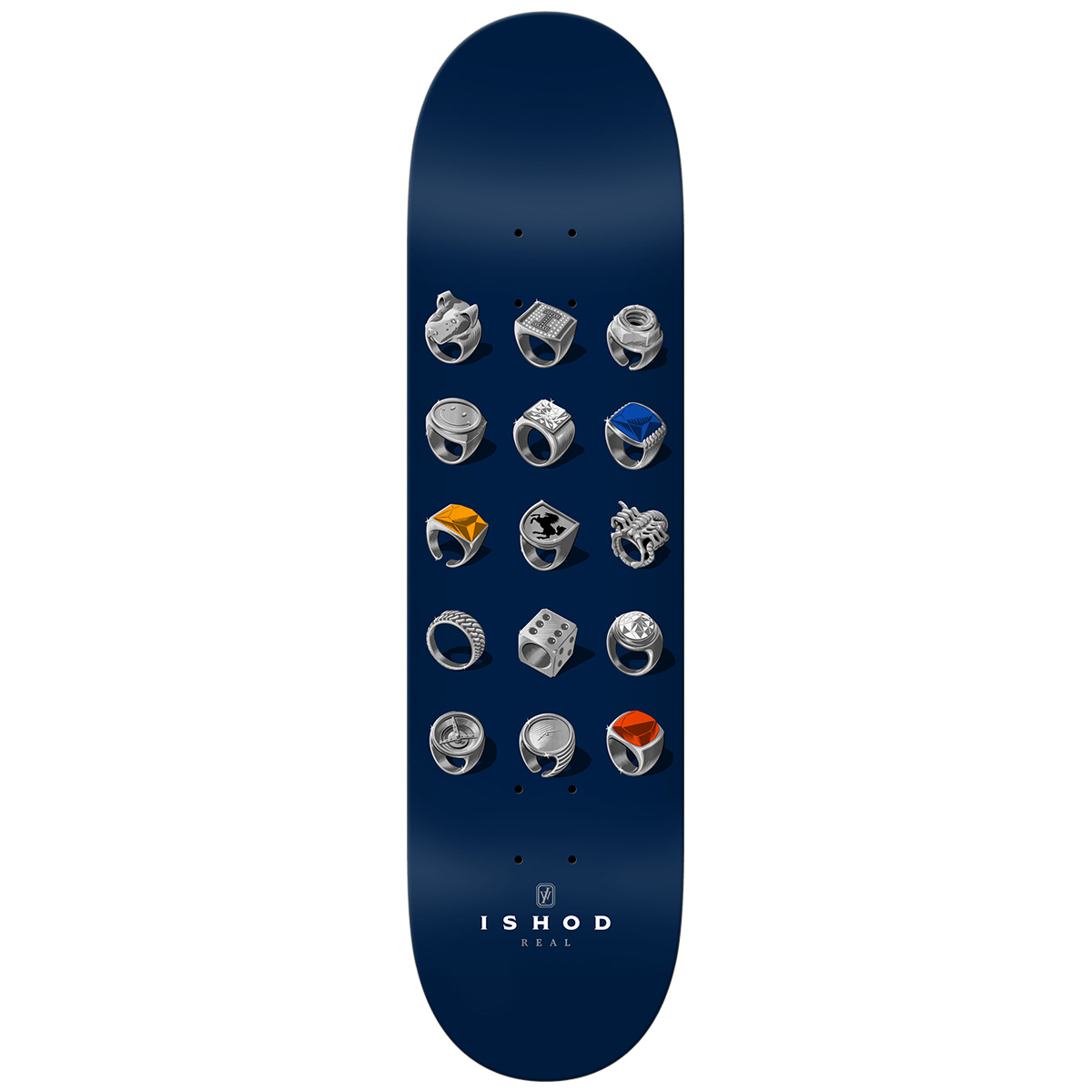 Real Ishod Jeweler Skateboard Deck Navy Blue Twin Tail 8.5