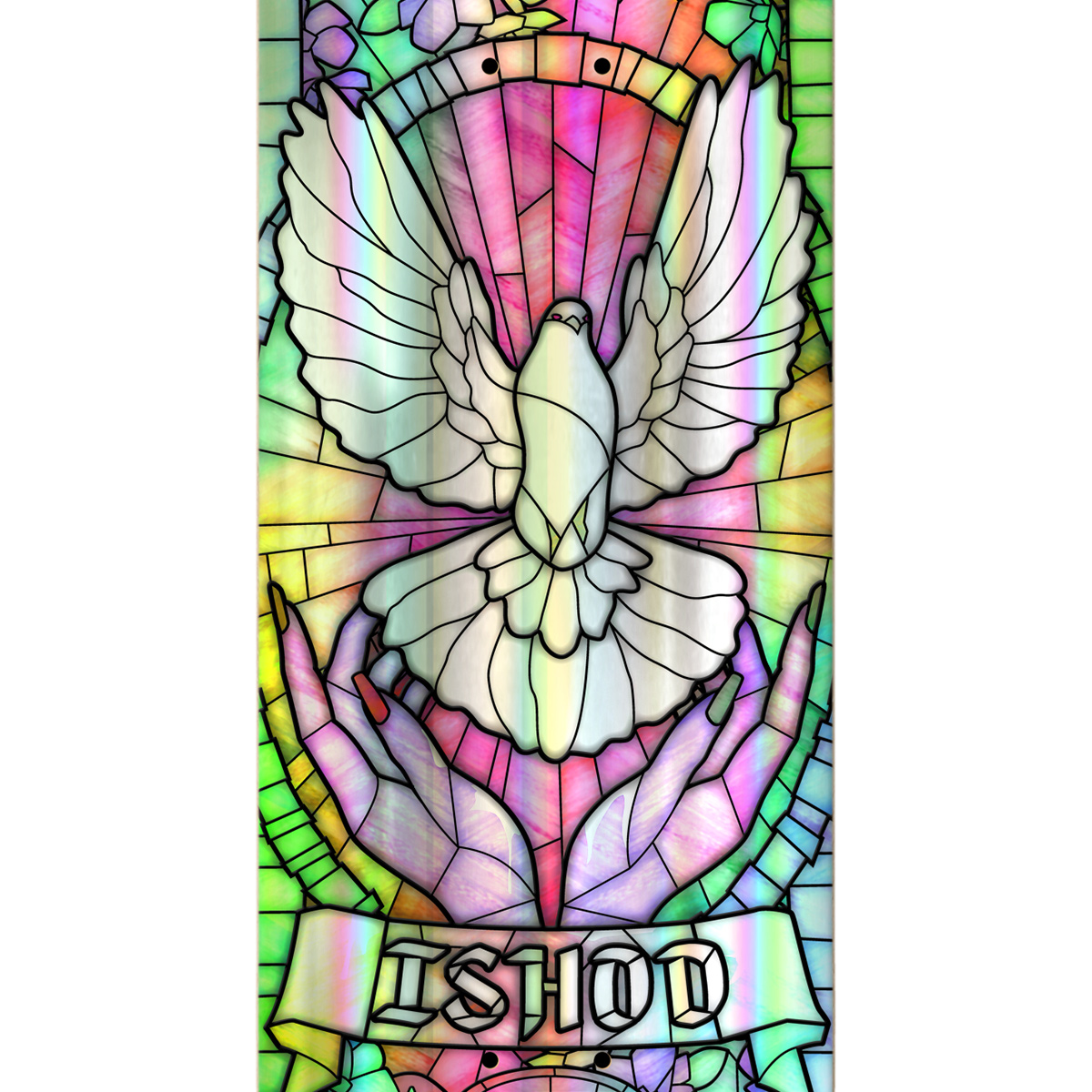 Real Ishod Holographic Rainbow Foil Cathedral Twin Tail Easy Rider Skateboard Deck 8.5