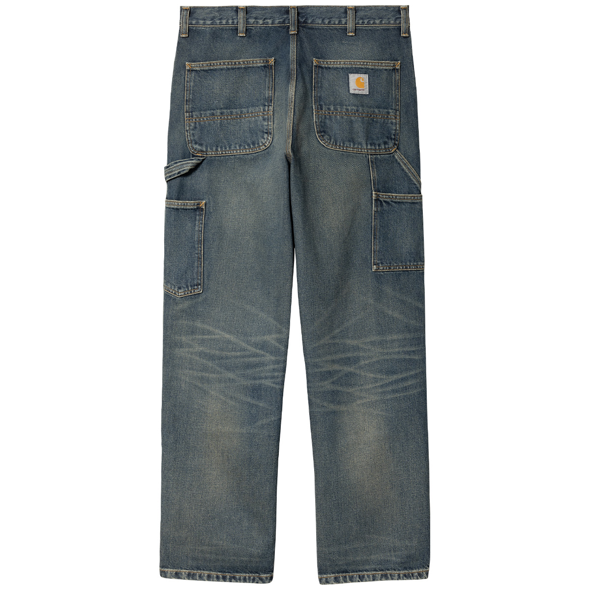 Carhartt WIP Double Knee Pant Blue Worn Used Wash