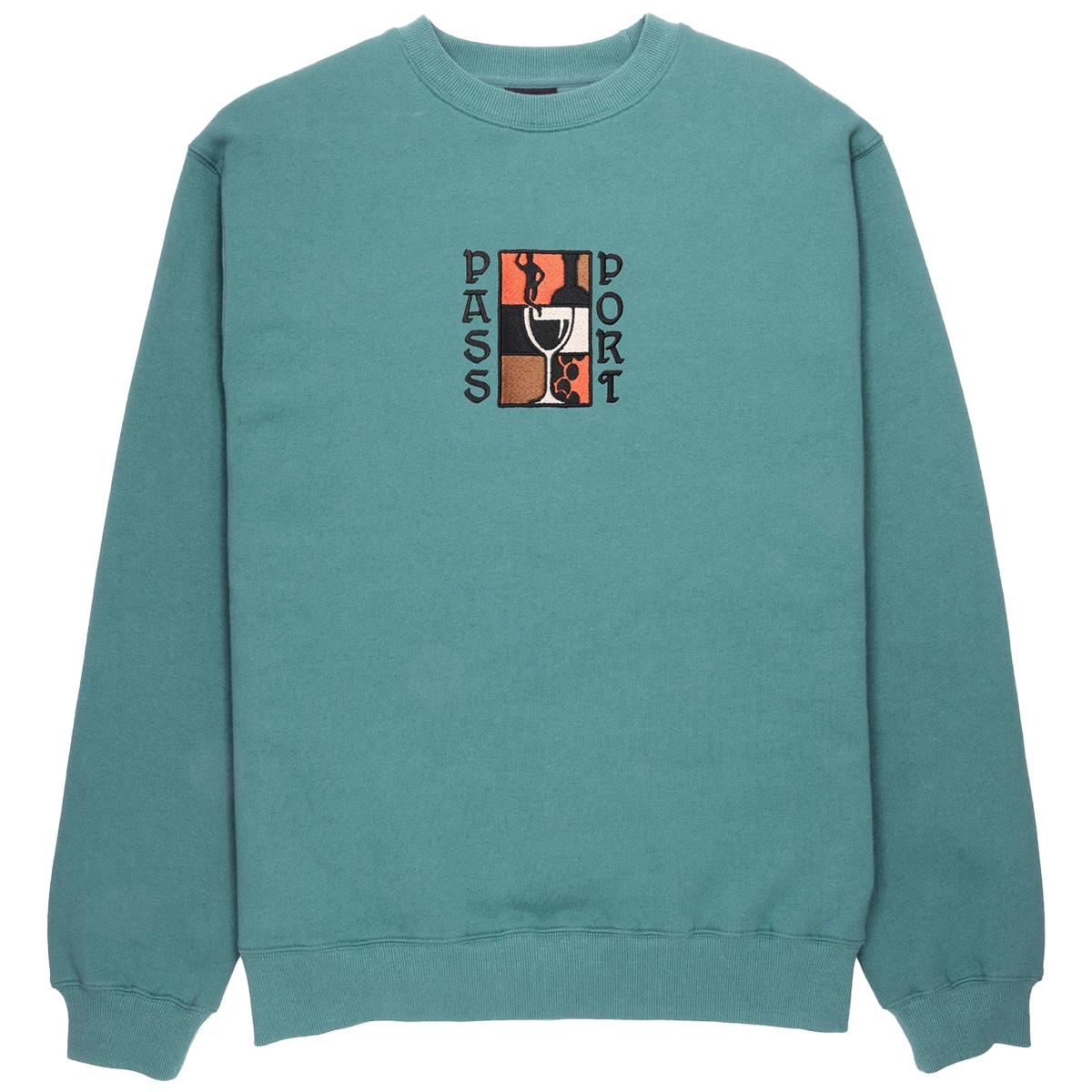 Pass Port Dine Em' Crewneck Sweater Washed Out Teal