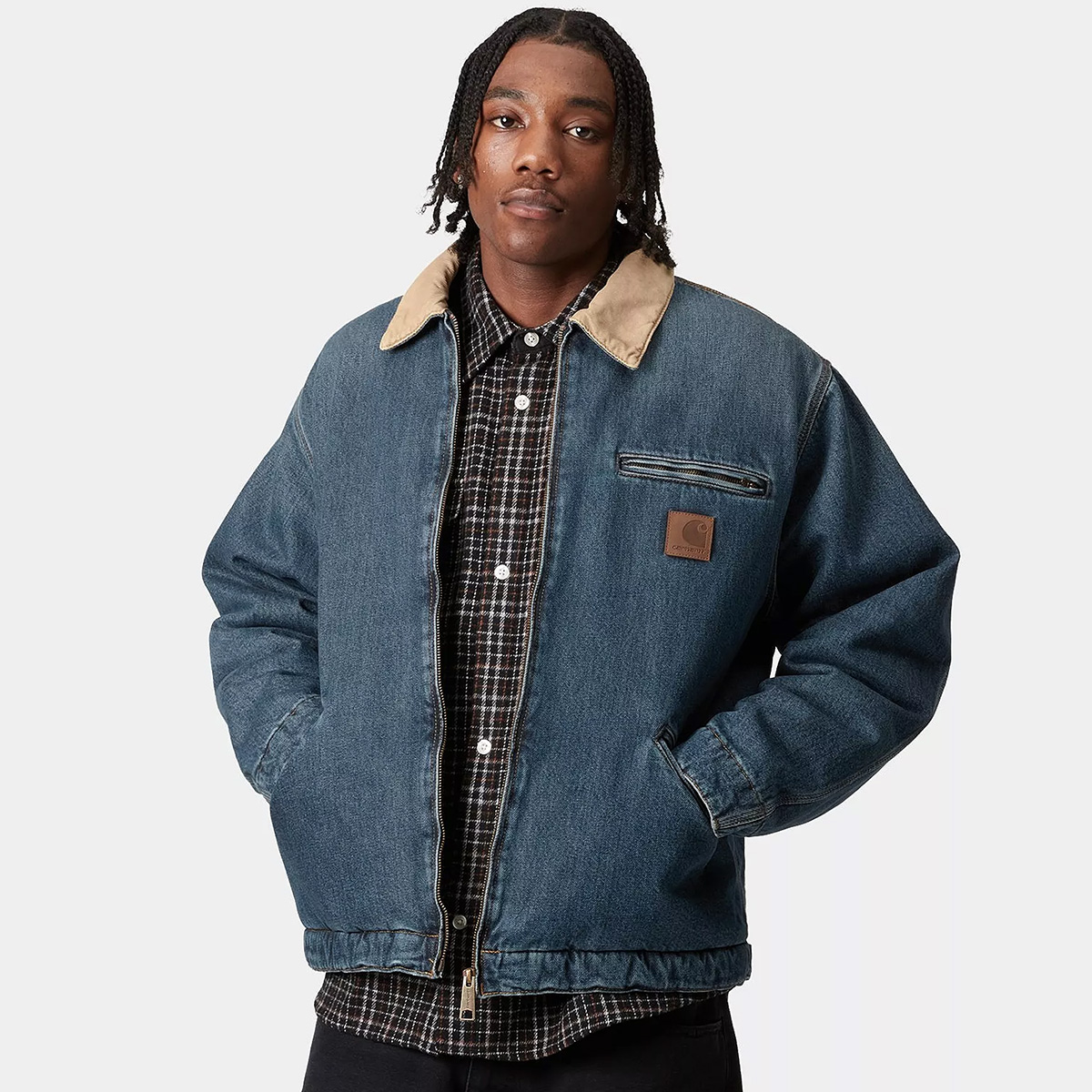 Carhartt WIP OG Detroit Jacket Blue/Dusty H Brown Worn Used Wash