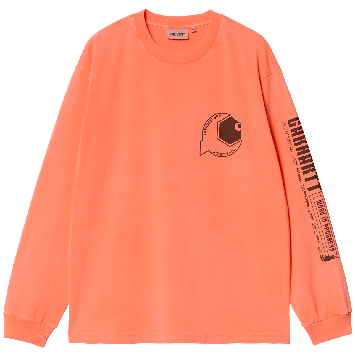 Carhartt WIP Industry Longsleeve T-Shirt Lumo Orange/Black Garment Dyed