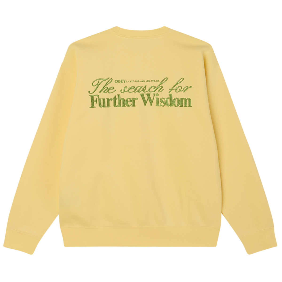 Obey Further Wisdom Crewneck Sweater Pale Banana