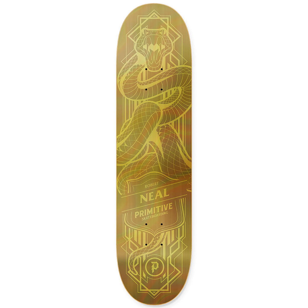 Primitive Neal Viper Holofoil Skateboard Deck Gold 8.38