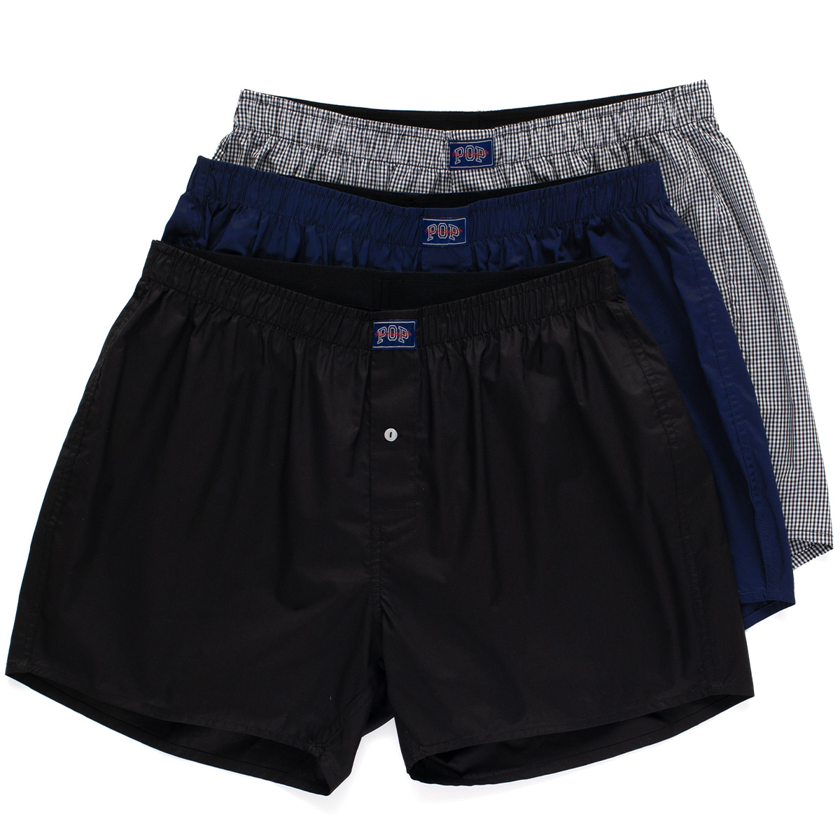 POP Boxer Shorts 3-Pack Black/Navy/Gingham