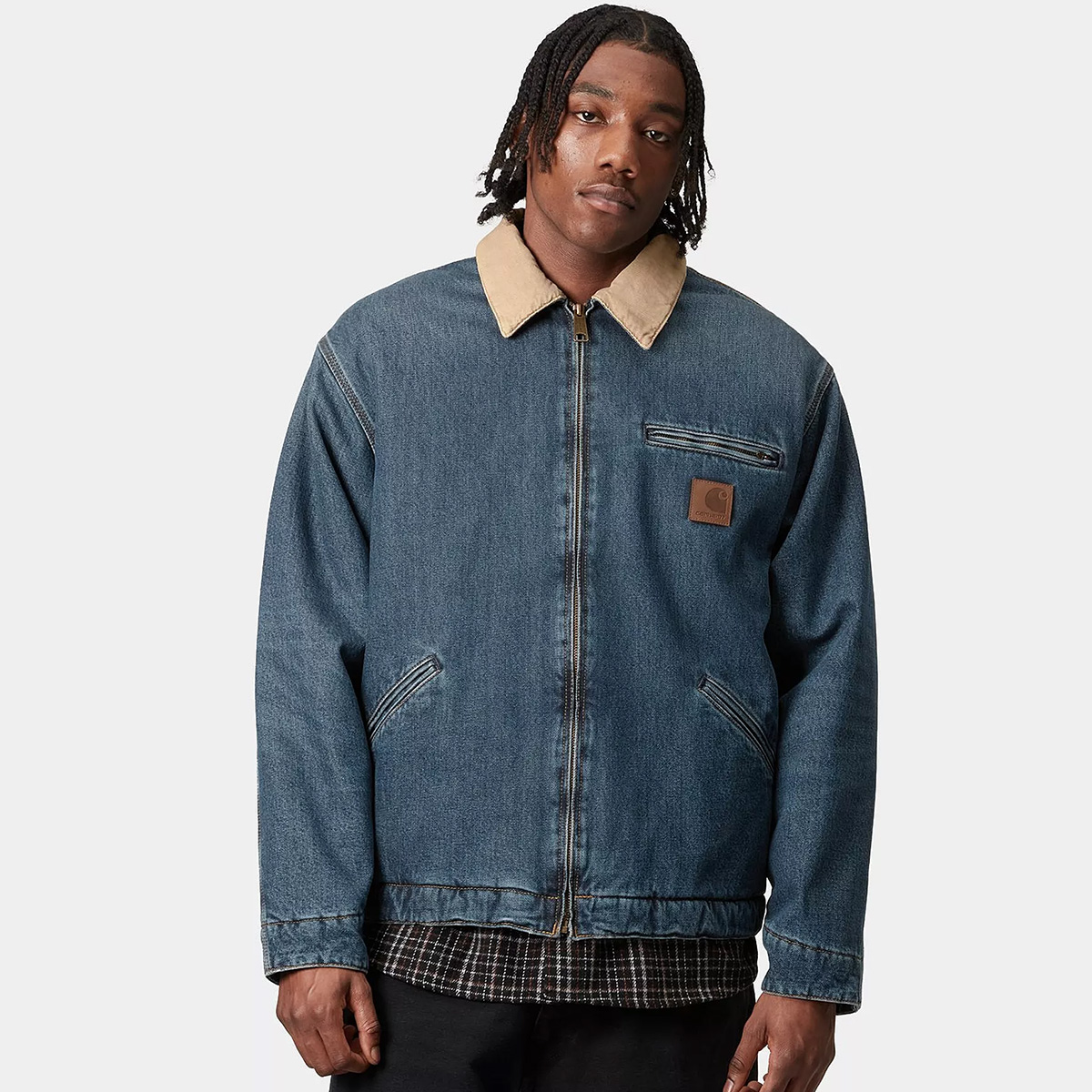 Carhartt WIP OG Detroit Jacket Blue/Dusty H Brown Worn Used Wash