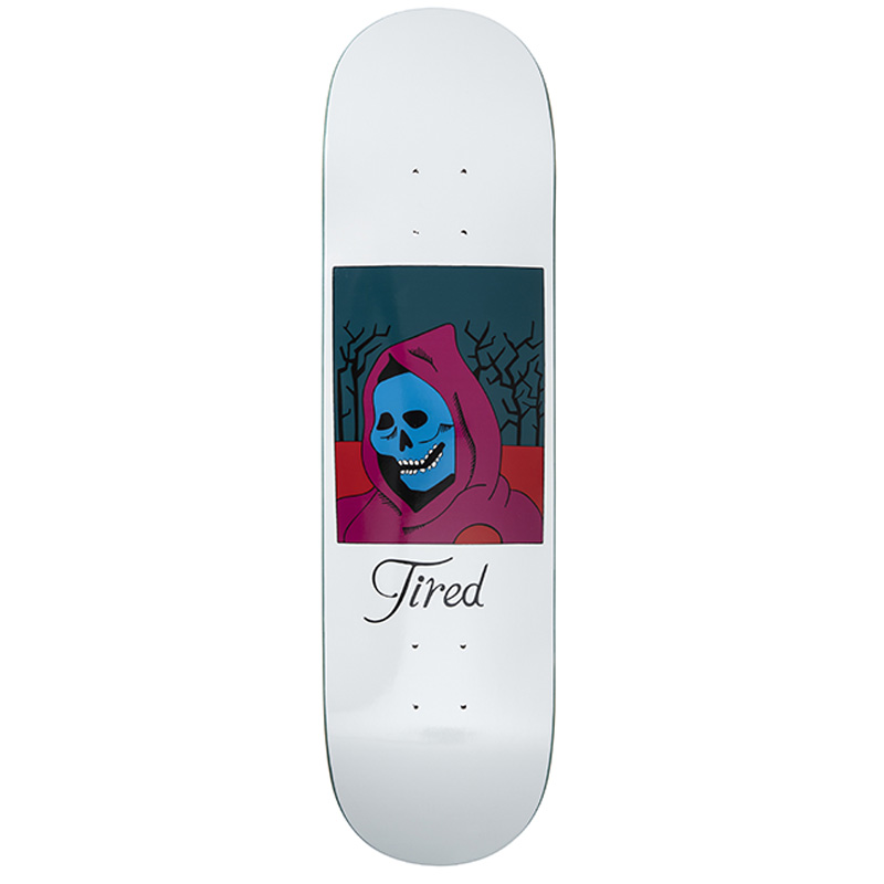 Tired Creepy Skull Skateboard Deck 8.0