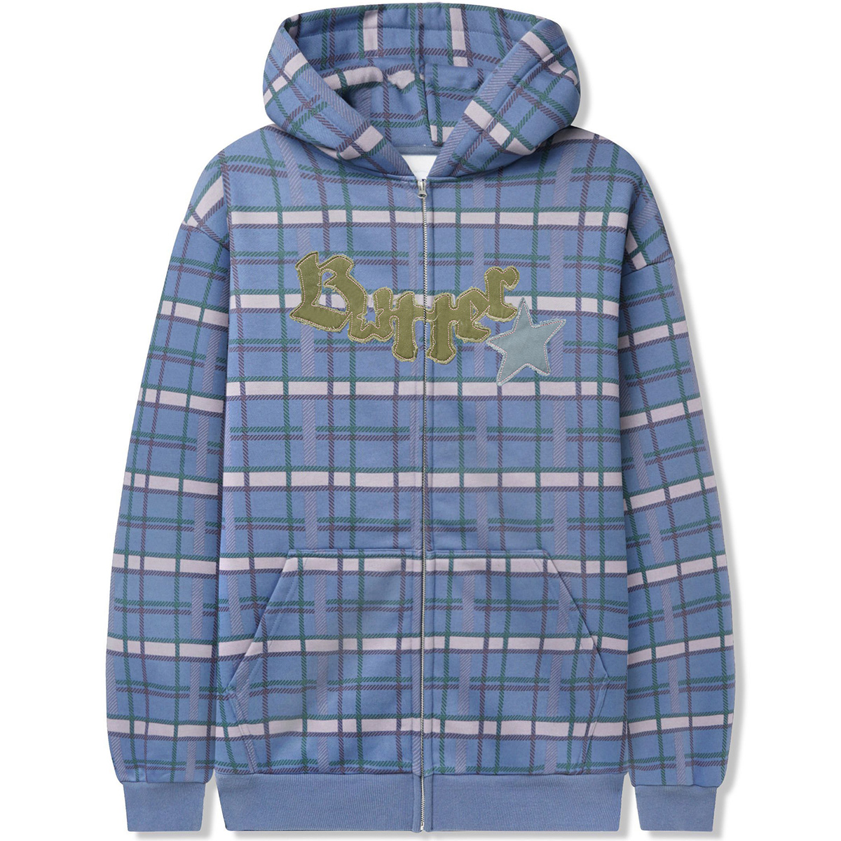 Butter Goods Edge Applique Zip-Thru Hoodie Plaid