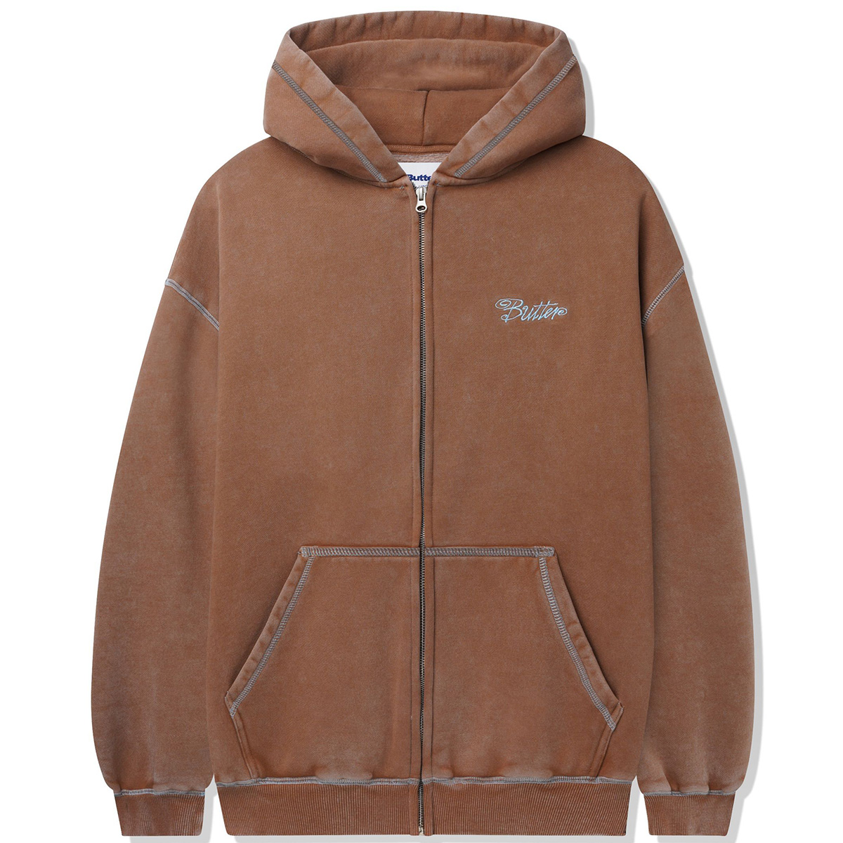 Butter Goods Jive Zip-Thru Hoodie Washed Brown