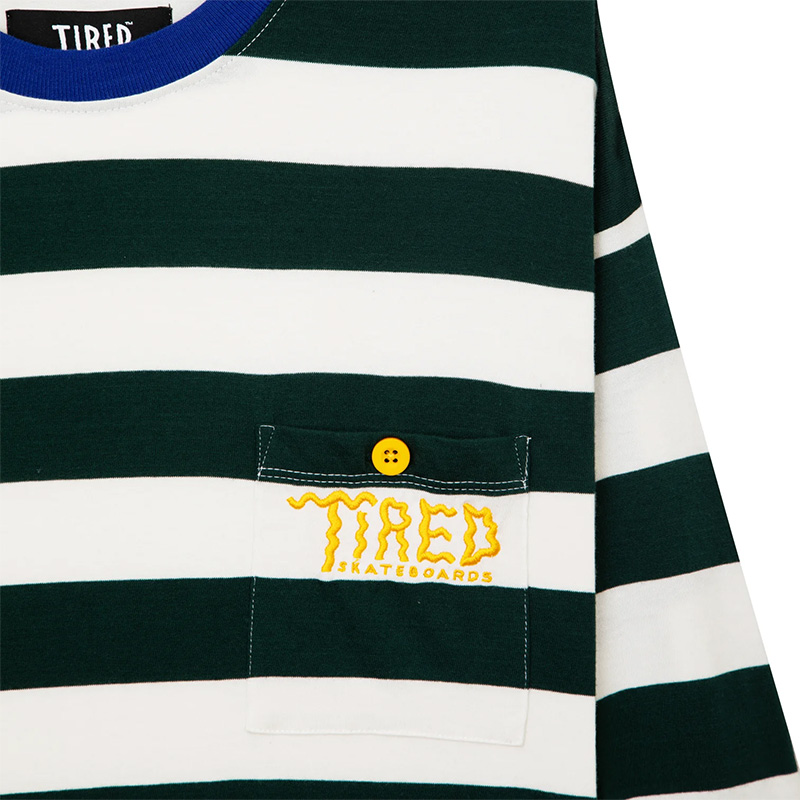 Tired Squiggly Logo Striped pocket Longsleeve T-Shirt Purple/Forest