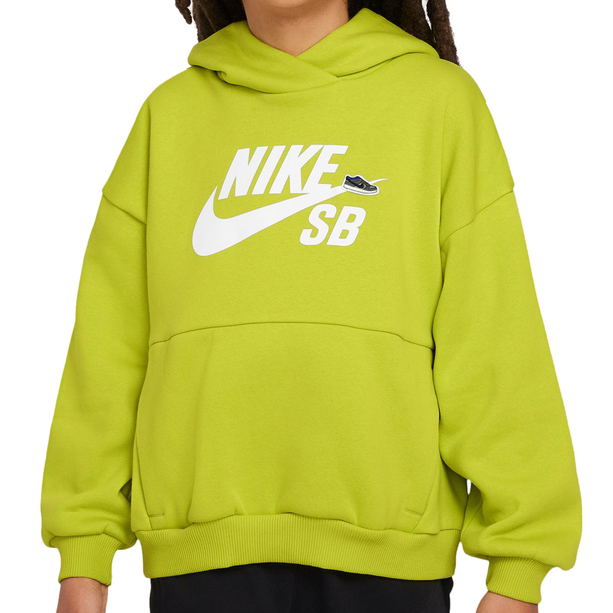 Nike SB Kids Icon Fleece Hoodie Bright Cactus White