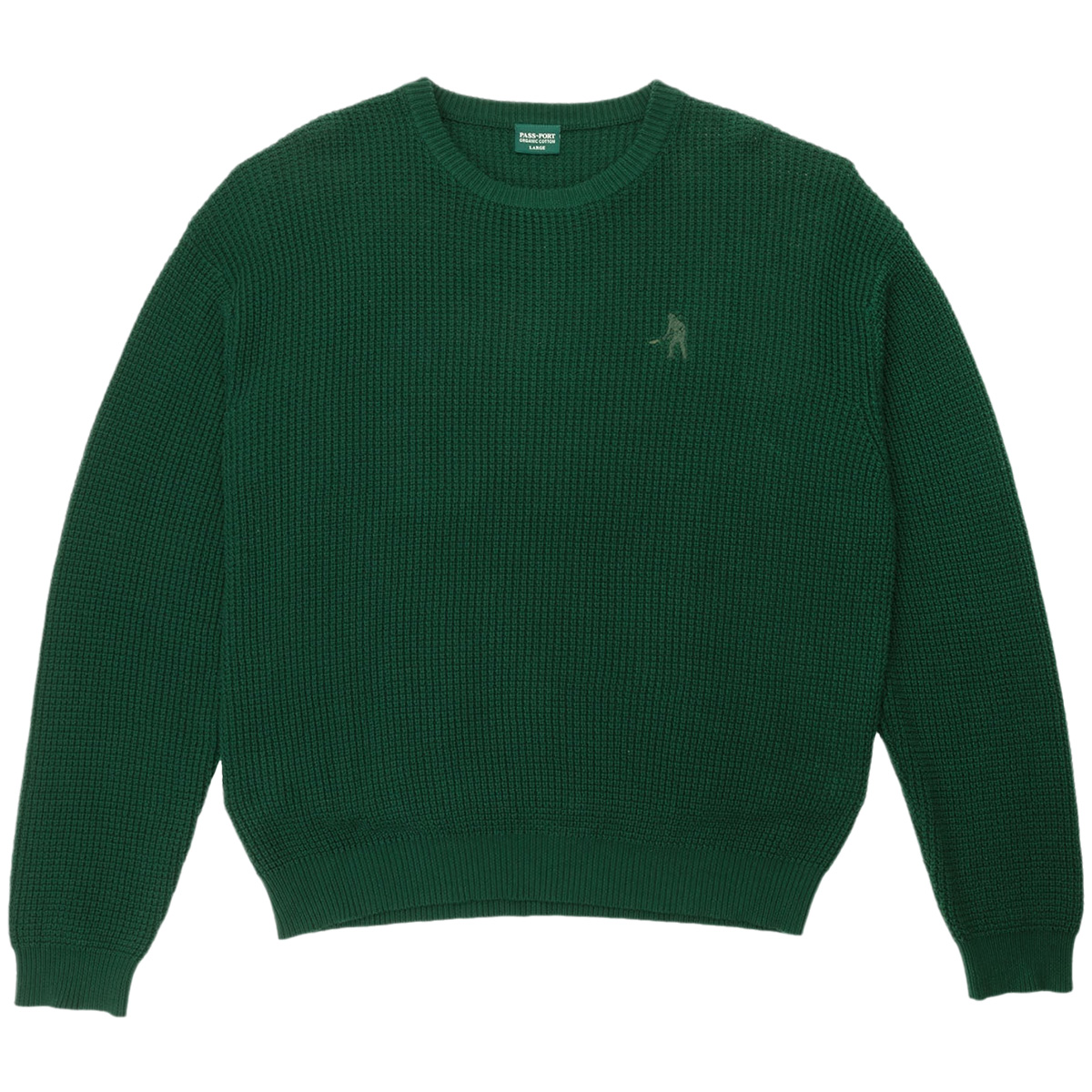 Pass Port Organic Cotton Waffle Knit Sweater Dark Green