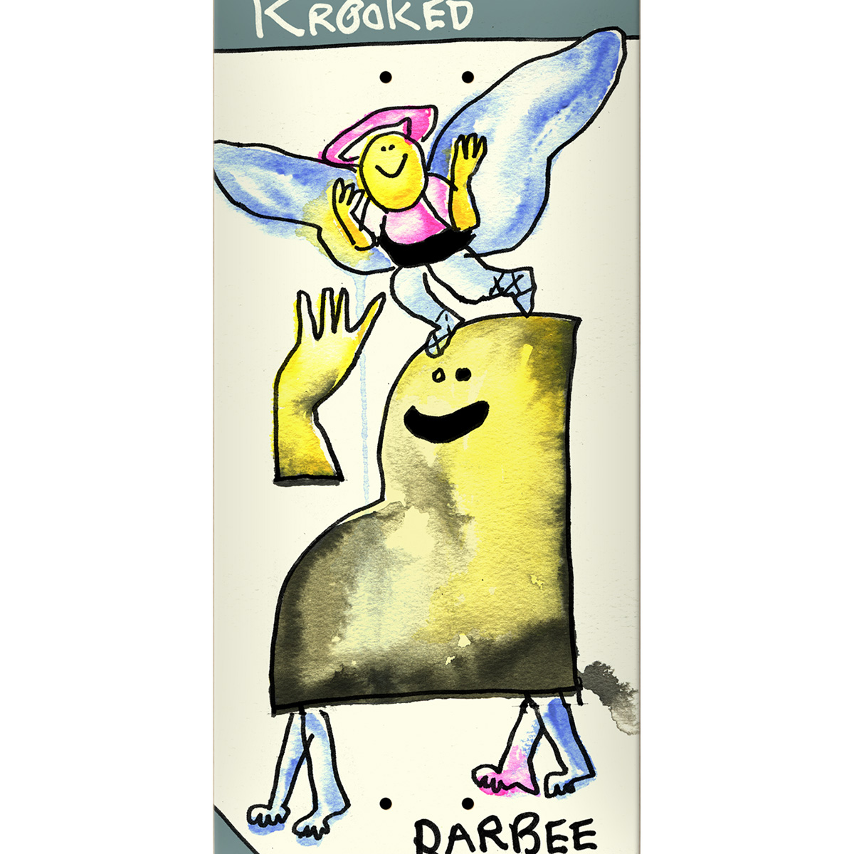 Krooked Barbee Watercolor Angel Skateboard Deck 8.5 