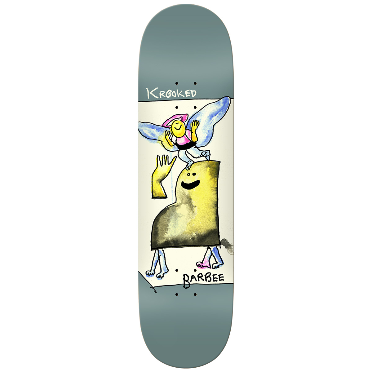 Krooked Barbee Watercolor Angel Skateboard Deck 8.5 