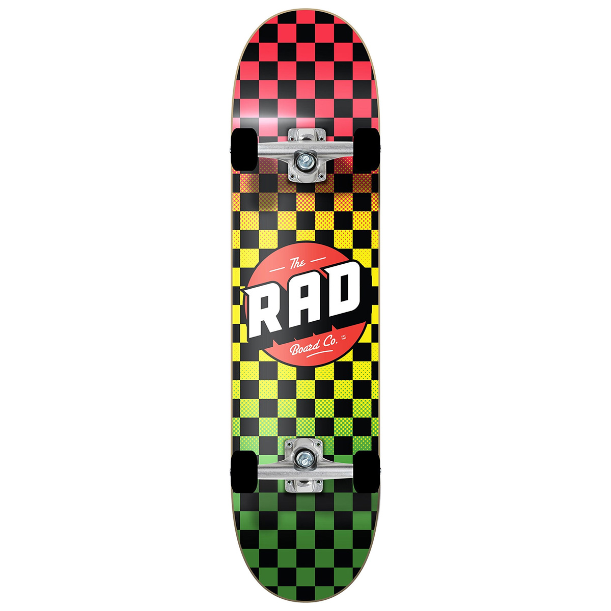 Rad Checkers Dude Crew Complete Skateboard Rasta Fade 8.0