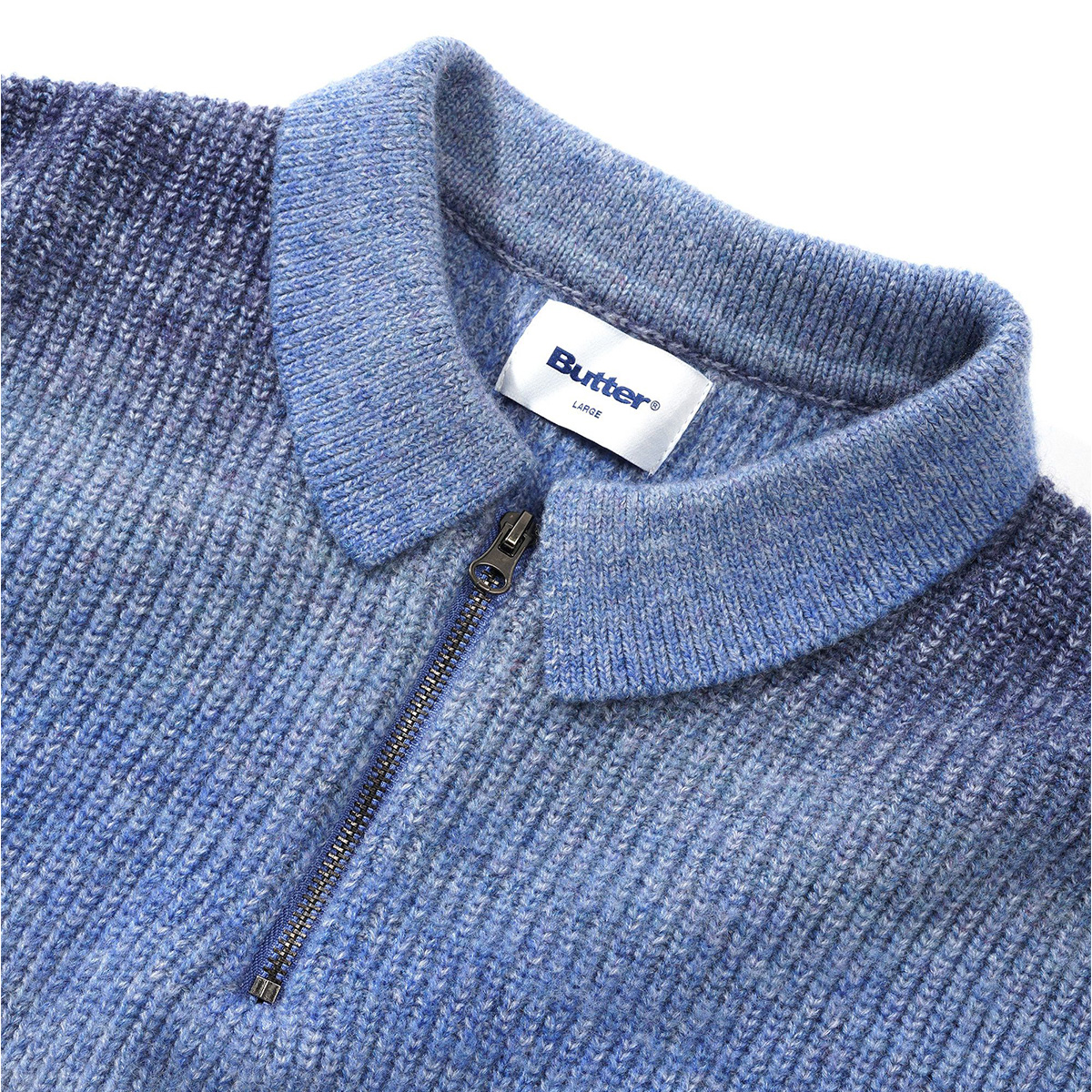 Butter Goods Beams 1/4 Zip Knit Polo Blue