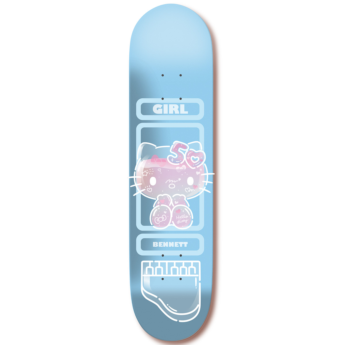 Girl Bennett Hello Kitty 50 Skateboard Deck 8.25