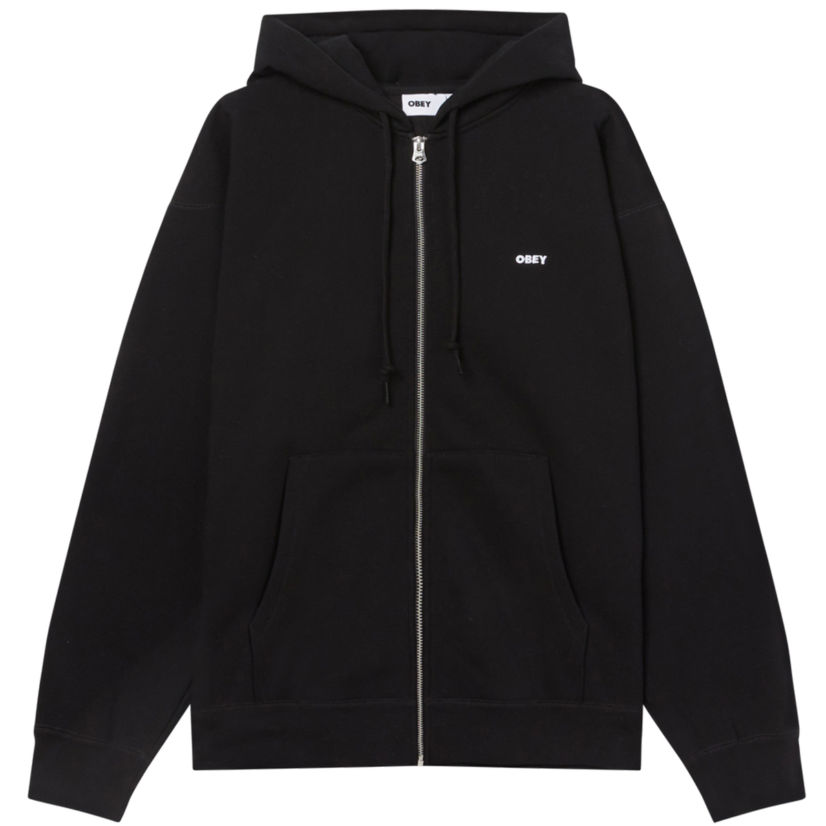 Obey Established Works Bold Zip Hooded Sweater Black