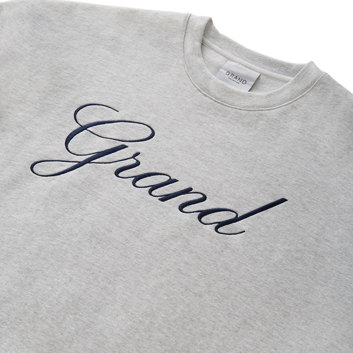 Grand Collection Embroidered Crewneck Sweater Grey