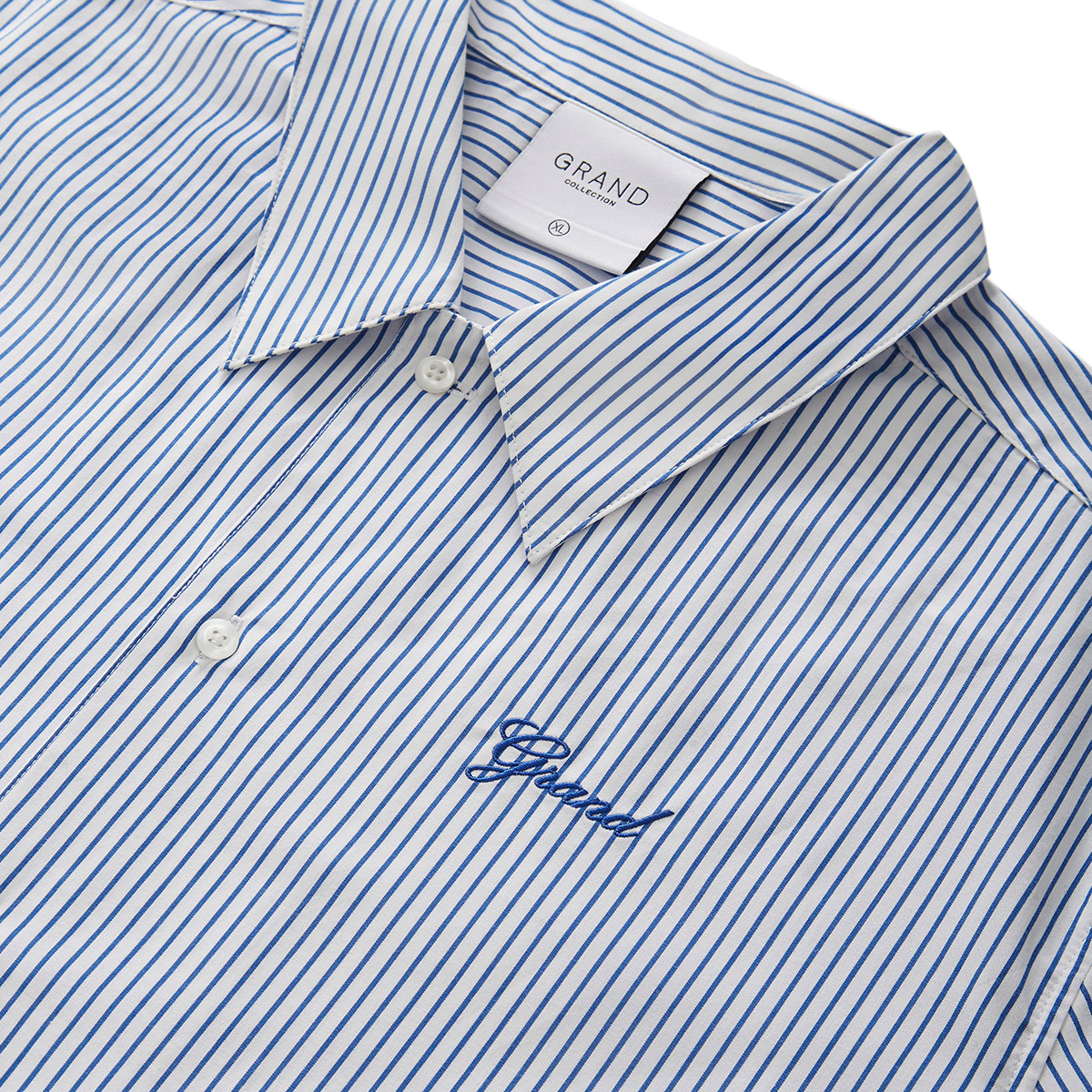 Grand Collection Striped Poplin Shirt Blue/White