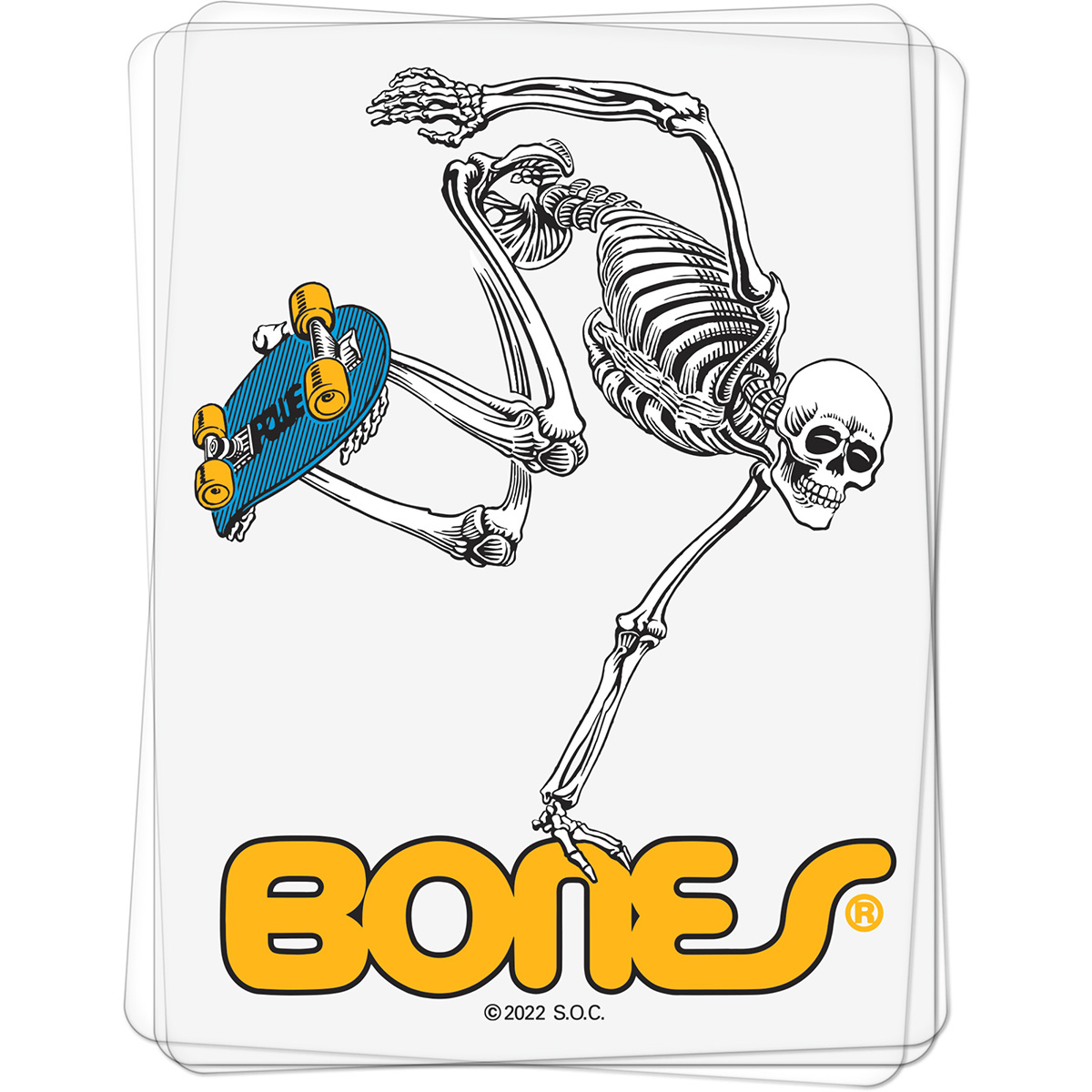 Powell Peralta Skateboard Skeleton Clear Sticker 4.5 inch