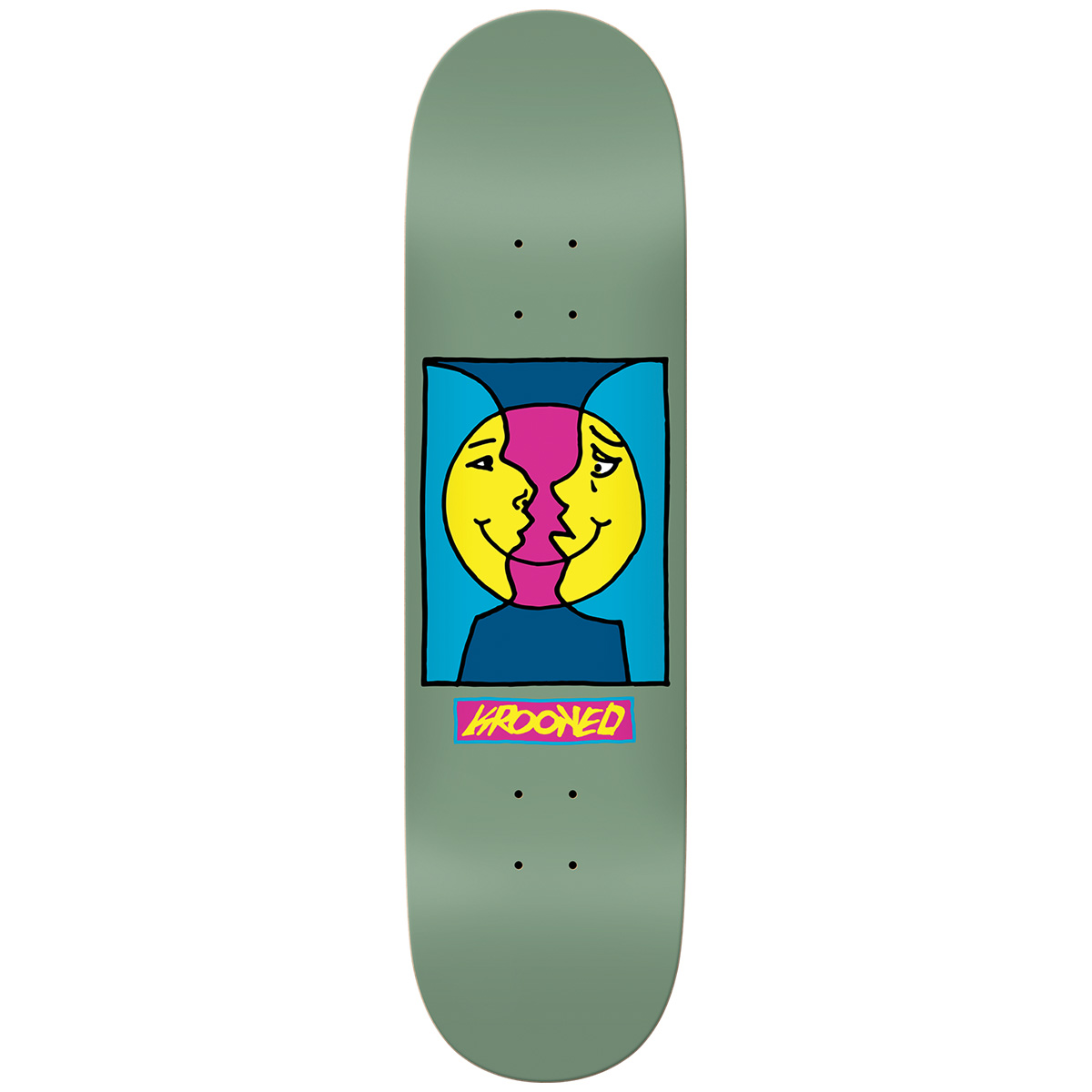 Krooked Moon Smile Sage Skateboard Deck 8.5