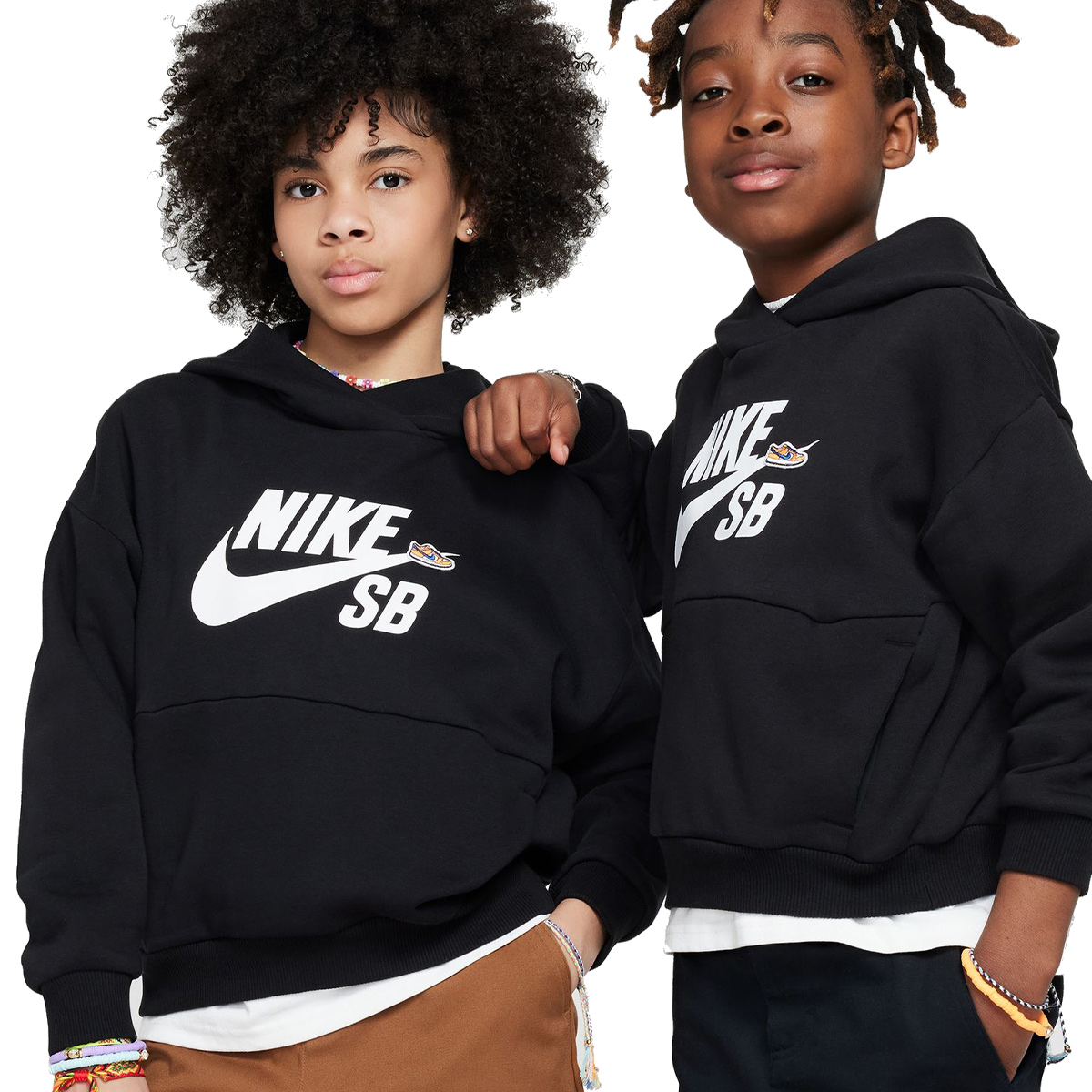 Nike SB Kids Icon Easyon Fleece Hooded Sweater Black White L 1134196 L