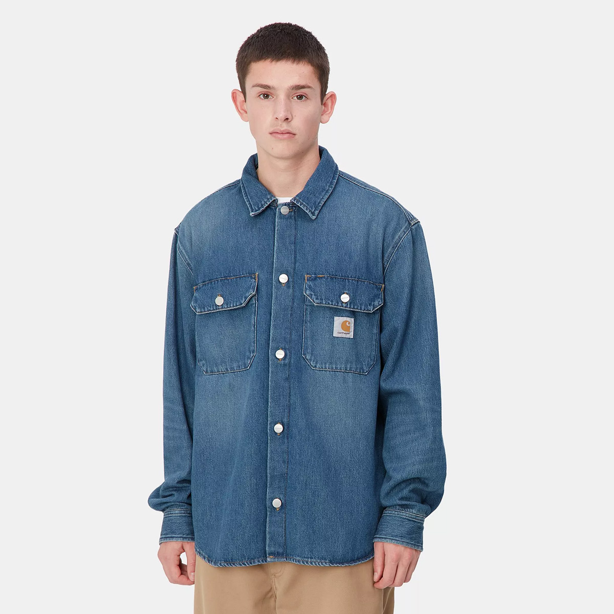 Carhartt WIP Harvey Shirt Jac Blue Dark Used Wash