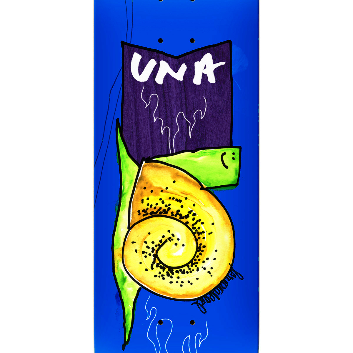 Krooked Una Flame Snail Skateboard Deck Blue 8.25