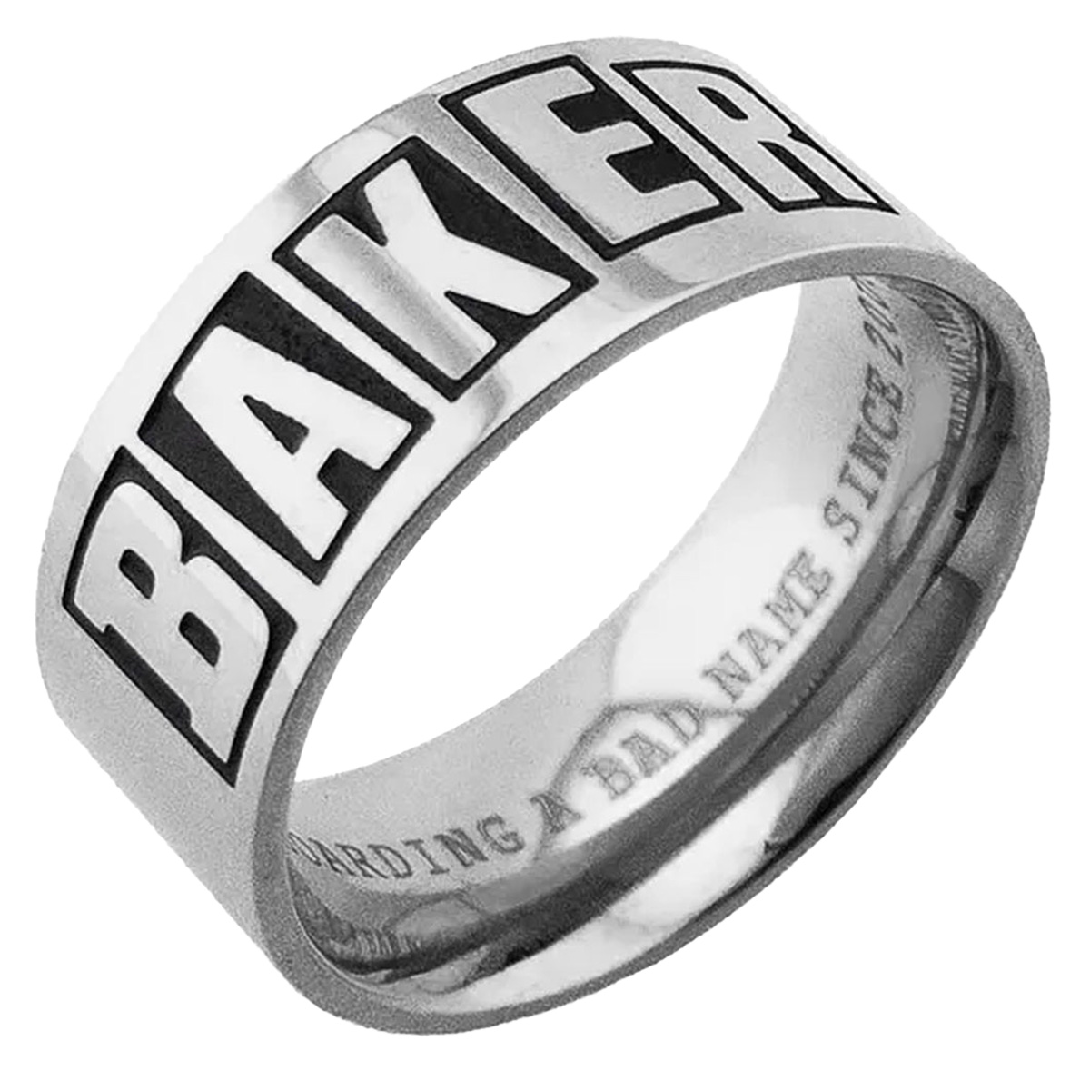 Baker Brand Logo Silver Ring Silver