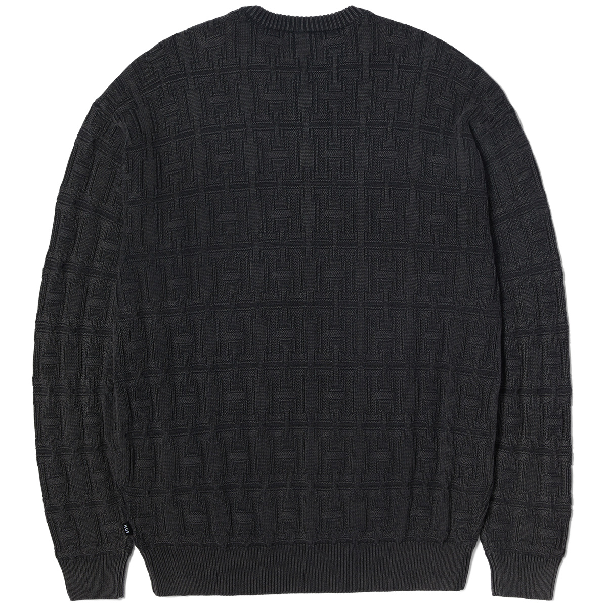 HUF Interlaced Jacquard Overdyed Crewneck Sweater Black